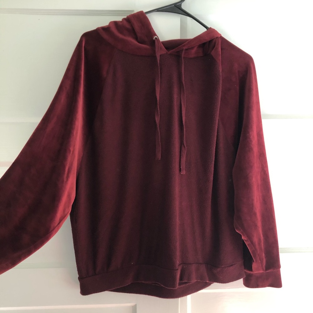 Oversized velvet hoodie / MAROON